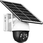 4G Solar Security Camera Wireless Outdoor CCTV Home Surveillance System with Pan Tilt 360°View Spotlight,1080p Night Vision,2 Way Talk,PIR Motion Sensor,APP Control
