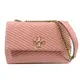 TORY BURCH 156181 品牌LOGO斜紋絎縫翻蓋肩斜鍊包.粉