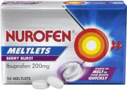 Nurofen Meltlets Pain Relief Berry Burst 200Mg Ibuprofen 24 Pack, Blue Size N...