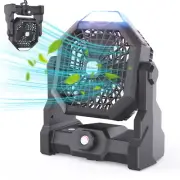 Camping Operated Fan Rechargeable, Portable Fan With LED Lantern With Hook