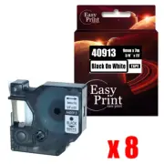 8PK 40913 Black on White Compatible D1 Tape for Dymo 9mm x 7m 360D 500TS 260P