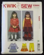 KWIK SEW K3664 Toddler Girl's Dress Jumper Ruffled Pants Size T1-T4 UNCUT FF
