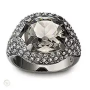 NIB * SWAROVSKI Signed LAUREEN Grey Crystal * Ring Size 8 ( 58 ) * MSRP $170