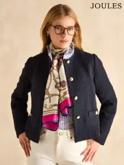 Joules Windsor Cream & Pink Printed Long 100% Silk Scarf (E01395) | $104