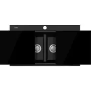 Oliveri Santorini Double Bowl Sink with Glass Top - Black Granite