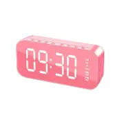 Mirror LED Display Digital Alarm Clock Wireless Bluetooth Speaker Home Pink