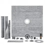 VEVOR Shower Curb Kit, 1828x1828mm Shower Pan Kit with 50.8mm PVC Central Flange, 101.6mm Stainless Steel Grate, Waterproof Shower Curb & Membrane & S