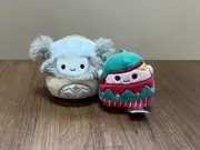 Squishmallow 5” Dray Yeti Bigfoot New Nwt plush Christmas Ornament Clip Elf Set
