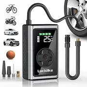 Lucklike Portable Bike Tire Inflator,150PSI Portable Air Pump for Car Tire, Bike Tire Pump with Digital Tire Pressure Gauge, Air Pump with LED Light for Ball, Motorcycle, Bicycles