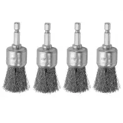 Abrasive Wire Pen Brush Set for Drill - 1/4 Inch Hex Shank 1 Inch Wire Pen Brush