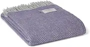 Tweedmill Lifestyle Herringbone 100% Pure New Wool Blanket/Throw Lavender Purple 150 x 183cm Made in the UK
