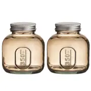 2x Ladelle Eco Recycled Rustico Glass 350ml Storage Jar Container w/Lid SMK