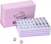 Generic Mahjong Tiles, Small Chinese Mahjong Game Set, 144 Pink Engraved Tiles, Chinese Style for Games