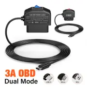 Mini/Micro/USB C OBD Dashcam Power Cable 24 Hour Parking Monitoring/Acc Mode