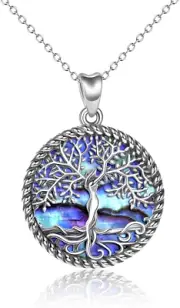 ONEFINITY Tree of Life Necklace Sterling Silver Abalone Shell Tree of Life Penda