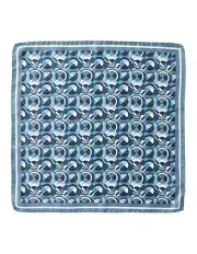 [Gibson] Cubist Circles Silk Pocket Square in Denim