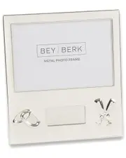 Bey-Berk Silver-Plated 4x6 Wedding Picture Frame with Engraving Plate