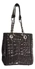Black Crossbody Shoulder Bag With Chain Strap Pebbled Faux Leather Purse