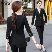 在飛比找ETMall東森購物網優惠-黑色韓版時尚秋冬女神范西裝套裝