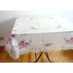 印花 蕾絲 圓形 圓型 玫瑰 防水 桌巾 地墊 加厚 漂亮白色桌巾 台灣製