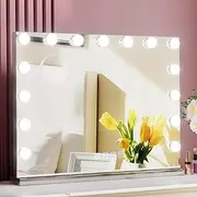 Embellir Hollywood Makeup Mirror, Vanity Mirrors Beauty Cosmetic Dressing Bathroom Decor, 15 LED Bulbs with 10X Magnification Bluetooth Speaker Frameless Tabletop Lights Dimable