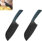 2 PCS Crinkle Knife,Stainless Steel Crinkle Cutter for Veggies,French Fry, Potato, Cucumber, Carrot and Fruit,Wave Fries Cutter Slicer Knife with Ergonomic Handle,with Stylish Rubber Handle