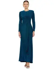 [Montique] Zoe Metallic Knit Gown in Teal