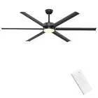 72 Inch Large Industrial Ceiling Fan with Lights Remote Control, Black Big Ce...
