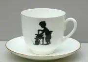 Cup and saucer WASHING, russian egg-shell thin bone china, IMPERIAL PORCELAIN