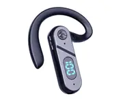 V28 Wireless Earphone LED Digital Display Bone Conduction Ear Hook Monaural Sports Bluetooth-compatible 5.2 Headset for Business-Black