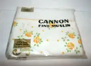 NEW VTG USA CANNON 100% Cotton Fine Muslin Twin Size Bed Sheet Gold Roses Print