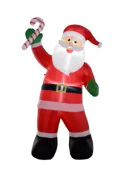HOMCOM 844-244 8ft Pre-Lit LED Santa Claus+Candy Cane Christmas Inflatable