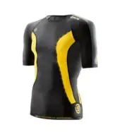 SKINS DNAMIC MENS COMPRESSION SHORT SLEEVE TOP - BLACK / CITRON