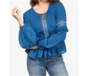 Lucky Brand blue cut out peasant top sweater Women's Size Medium New with tags