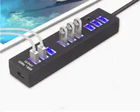 在飛比找樂天市場購物網優惠-10 Port USB Hub分線器集線器帶開關HUB 電腦