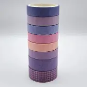 8 Pack Purples Washi 3 Mtr Rolls Craft Journal Scrapbooking Planner Diary Bujo