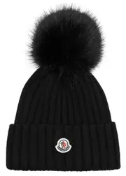 Moncler Pompom Wool Beanie - Black ONE SIZE