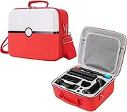 Red & White Hard Shell Carrying Case For Nintendo Switch/Switch OLED, Large Deluxe Waterproof Travel Bag Fits Switch Console & Full Set Accessories, with Removable Shoulder Strap & 21 game slot.