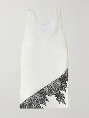 [3.1 PHILLIP LIM] 3.1 PHILLIP LIM - Layered Lace-trimmed Satin And Cotton-jersey Tank - White - small small White