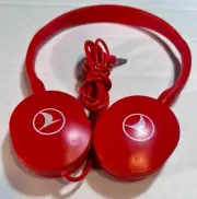 Red Turkish Airlines Headset Headphones Unused New Adjustable Wired 3.5 Jack
