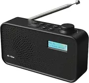 DAB Radio Portable, DAB Plus/DAB Radio, FM Radio, Small Radio, Digital Radio Mains Powered or Battery, USB Charging, Clear LCD Display (Black)
