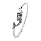 Vintage Three Color Beauty Fish Mermaid Opennable Wire Bangle Bracelet Charm Wri