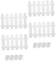 CIMAXIC 4 Pcs White Garden Edging Border Lawn Fence Plastic Picket Fence Bases for Plants Border Christmas Tree