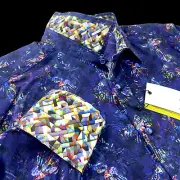 Robert Graham Geometric Colorful Paisley Bold Purple Masterpiece LRG Shirt $228