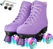 Women Roller Skates High Top Shoes Double Row Shiny Roller Derby Skates Four Wheel Unisex PU Classic Skates for Girl Beginner Indoor Outdoor