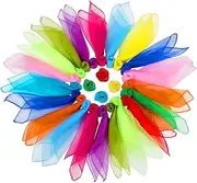 24 Pcs Square Dance Scarves, Juggling Scarf Props Magic Trick Silk Scarves Music Movement Scarf 12 Colors 24 by 24 Inches