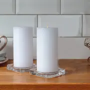 2 x Unscented White Pillar Candle Candles Wedding Home Décor 7x14cm 60Hrs Burn