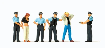 Preiser Kg 1/87 HO Scale POLICE OFFICERS Arresting 1 Female & 1 Male (6 Figures)