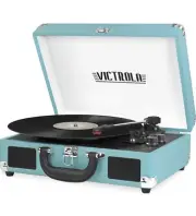 Vintage 3-Speed Bluetooth Turntable Record Player with Built-in Speakers