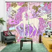 Great Flower White Horse 3D Blockout Photo Print Curtain Fabric Curtains Window